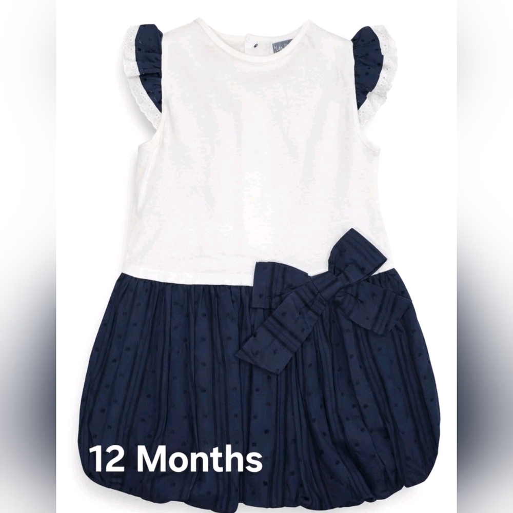 Navy and White Kids Casual 'Bubble' Dress